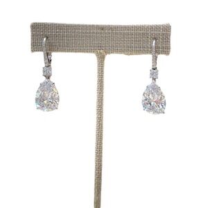 Nadri CZ Pear Drop Earrings Silver Wedding Bridal Formal